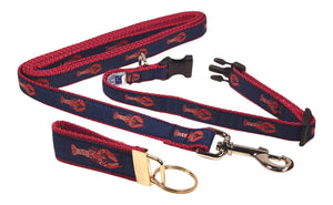 Preston Ribbons "Red Lobster" Collar, Leash, Set, SMALL Dogs, FREE Matching Key Ring with Set