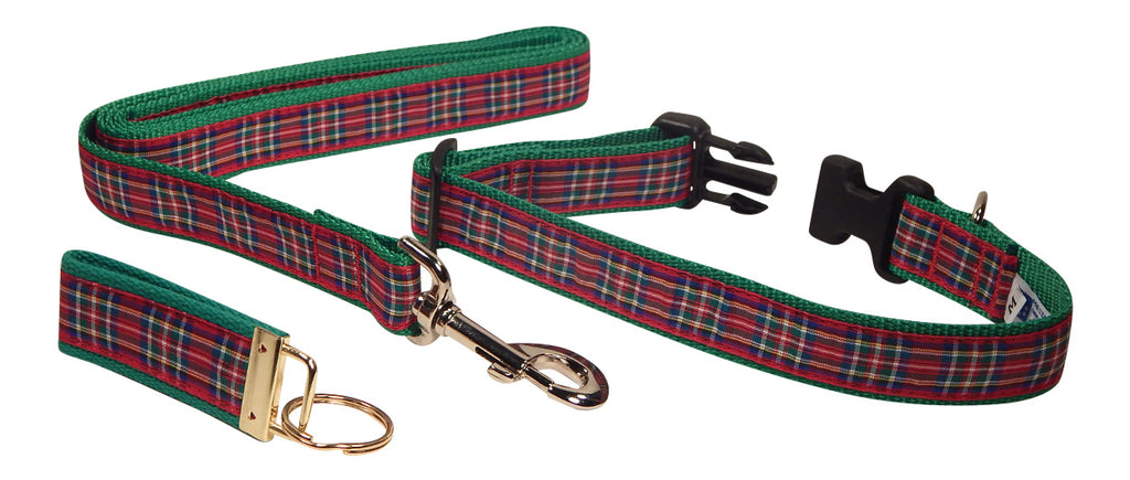 Preston Ribbons "Royal Stewart Plaid" Collar, Leash, Set, MEDIUM/LARGE Dogs, FREE Matching Key Ring with Set