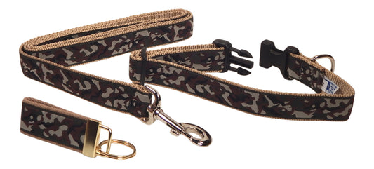 Preston Ribbons "Camo" Collar, Leash, Set, MEDIUM/LARGE Doga, FREE Matching Key Ring with Set