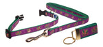 Preston Ribbons "Glittery Mardi Gras Masks" Collar, Leash, Set, SMALL Dogs, FREE Matching Key Ring with Set