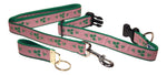 Preston Ribbons "Shamrocks on Pink" Collar, Leash, Set, MEDIUM/LARGE Dogs, FREE Matching Key Ring with Set