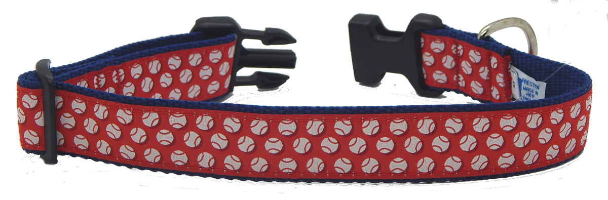 Preston Ribbons Baseball Collar, Leash, Set, MEDIUM/LARGE Dogs, FREE Matching Key Ring with Set