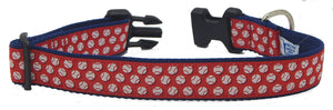 Preston Ribbons Baseball Collar, Leash, Set, SMALL Dogs, FREE Matching Key Ring with Set