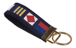 Preston A-Z Nautical Signal Code Flag Classic Ribbon Key Ring, Navy Cotton Web