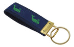 Preston Green Whale Classic Ribbon Key Ring, Navy Cotton Web