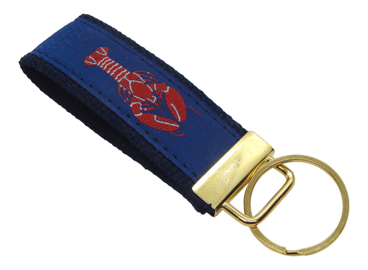 Preston Red Lobster Classic Ribbon Key Ring, Navy Cotton Web