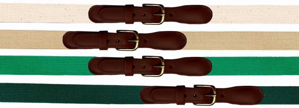 Plain Old Web Belt (No Ribbon)<br>Natural, Khaki, Kelly Green, Forest Green<br>by Preston Leather