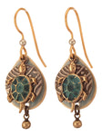 Sea Turtle Over Silver Round & Light Teal Teardrop Earrings<br>by Silver Forest
