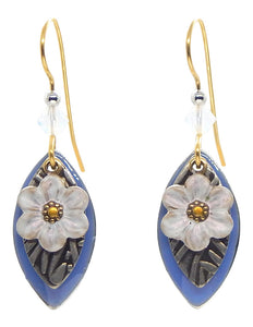 Dogwood Flower Over Football Shapes, Drop Earrings by Silver Forest