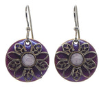 Silver Tone Round With Filigree and Amethyst Earrings<br>by Silver Forest
