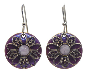 Silver Tone Round With Filigree and Amethyst Earrings<br>by Silver Forest