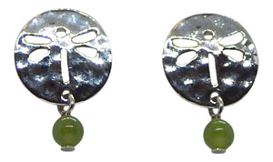 Hammered Silver Tone Dragonfly With Bead Stud Earrings<br>by Silver Forest