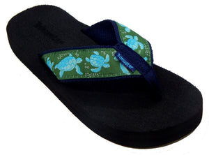 Green With Blue Turtles<br>Boardwalk Collection<br>by Tidewater Sandals