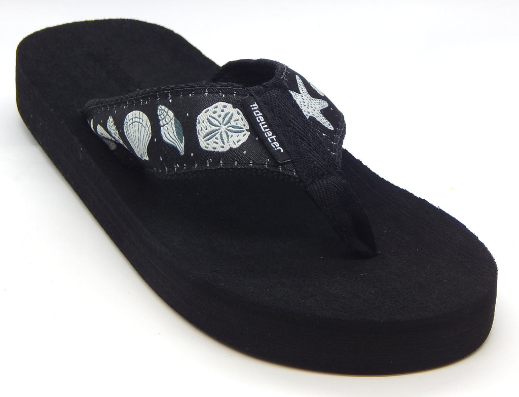 Dots & Shells, Black & Gray<br>Boardwalk Collection<br>by Tidewater Sandals