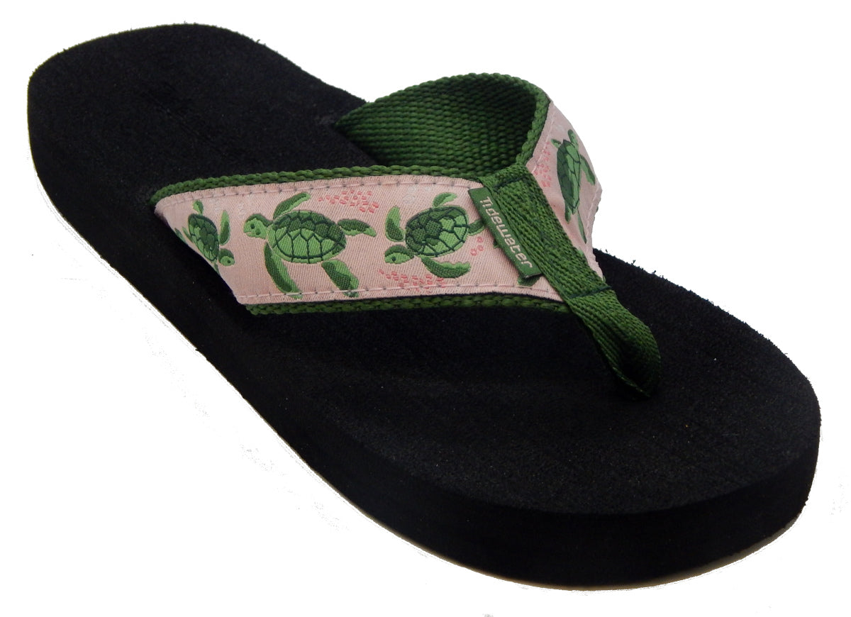 Pink With Green Turtles<br>Boardwalk Collection<br>by Tidewater Sandals