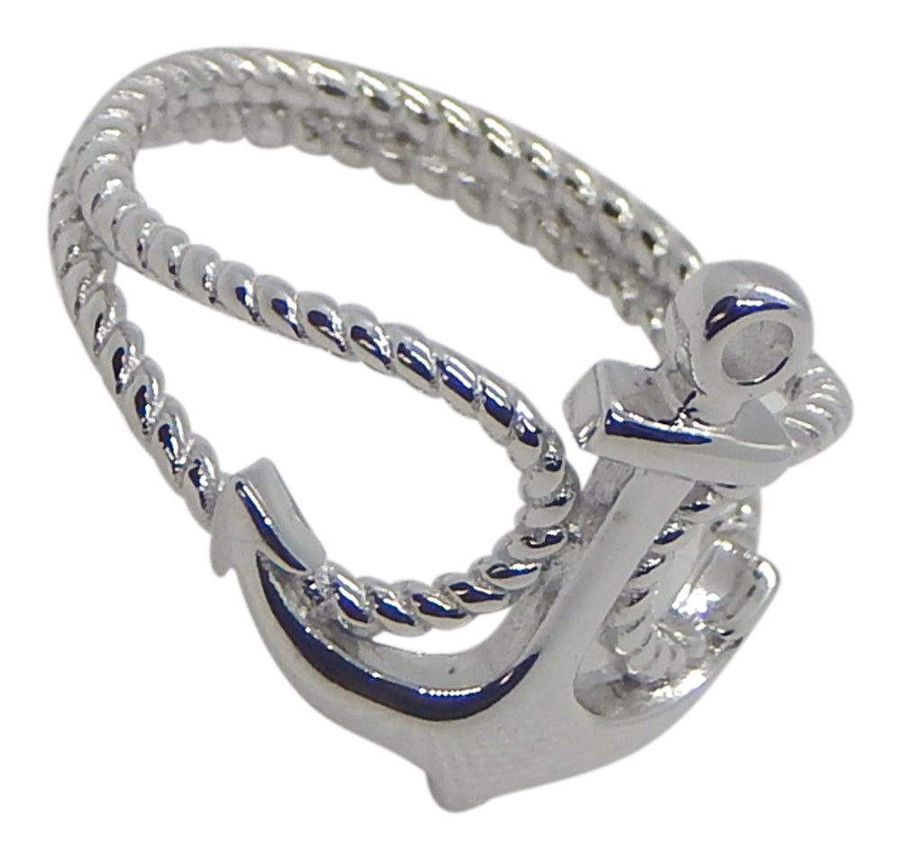 Sterling Silver Anchor Rope Ring