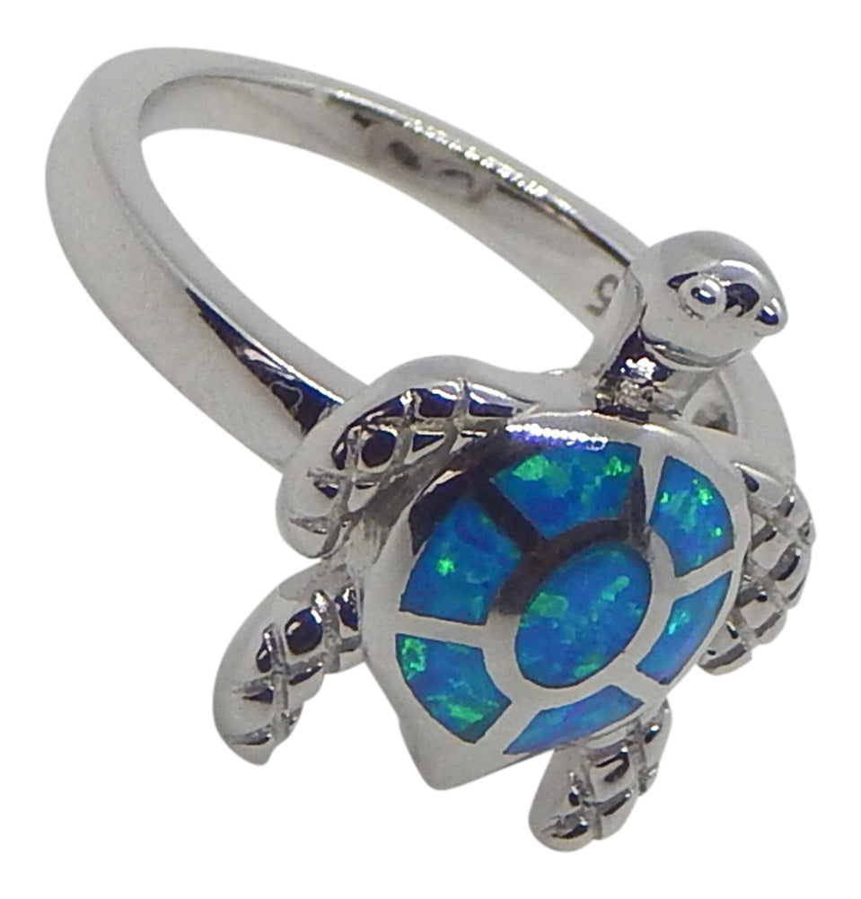 Sterling SilverTurtle Blue Lab Opal Ring