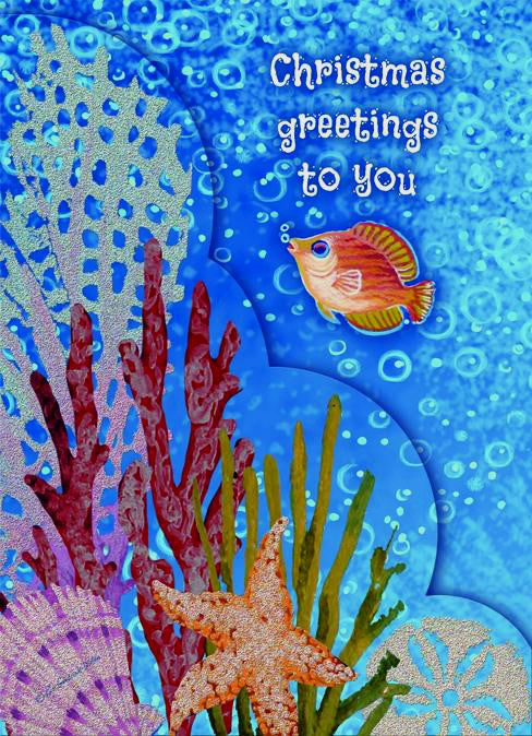 "Christmas Greetings to You"<br>Nautical Christmas Cards (#1116)<br>Embellished Coupure Cutouts<br>by LPG Greetings