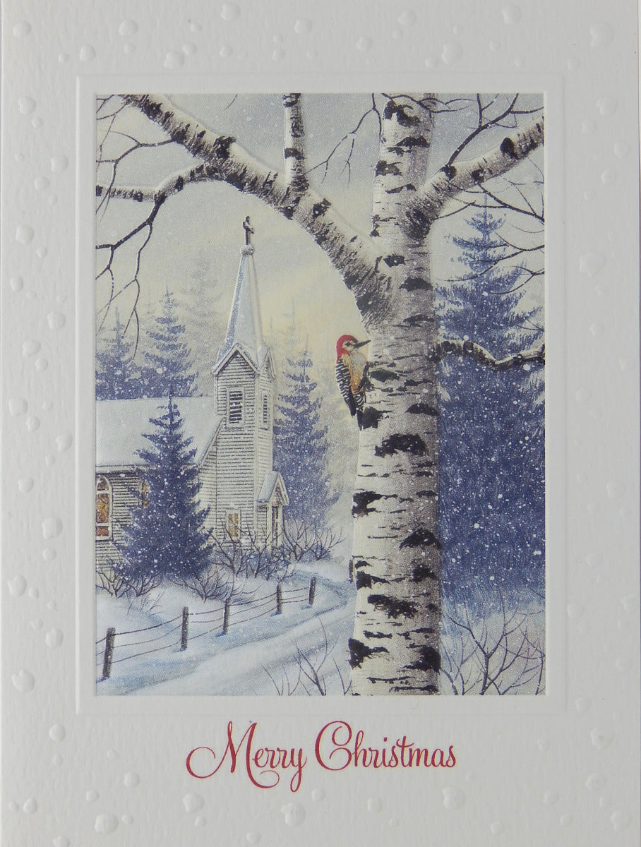 "Merry Christmas"<br>Bird Christmas Cards (#1372)<br><font color="red"><b>SMALLER CARD</b></font><br>Embossed by Pumpernickel Press